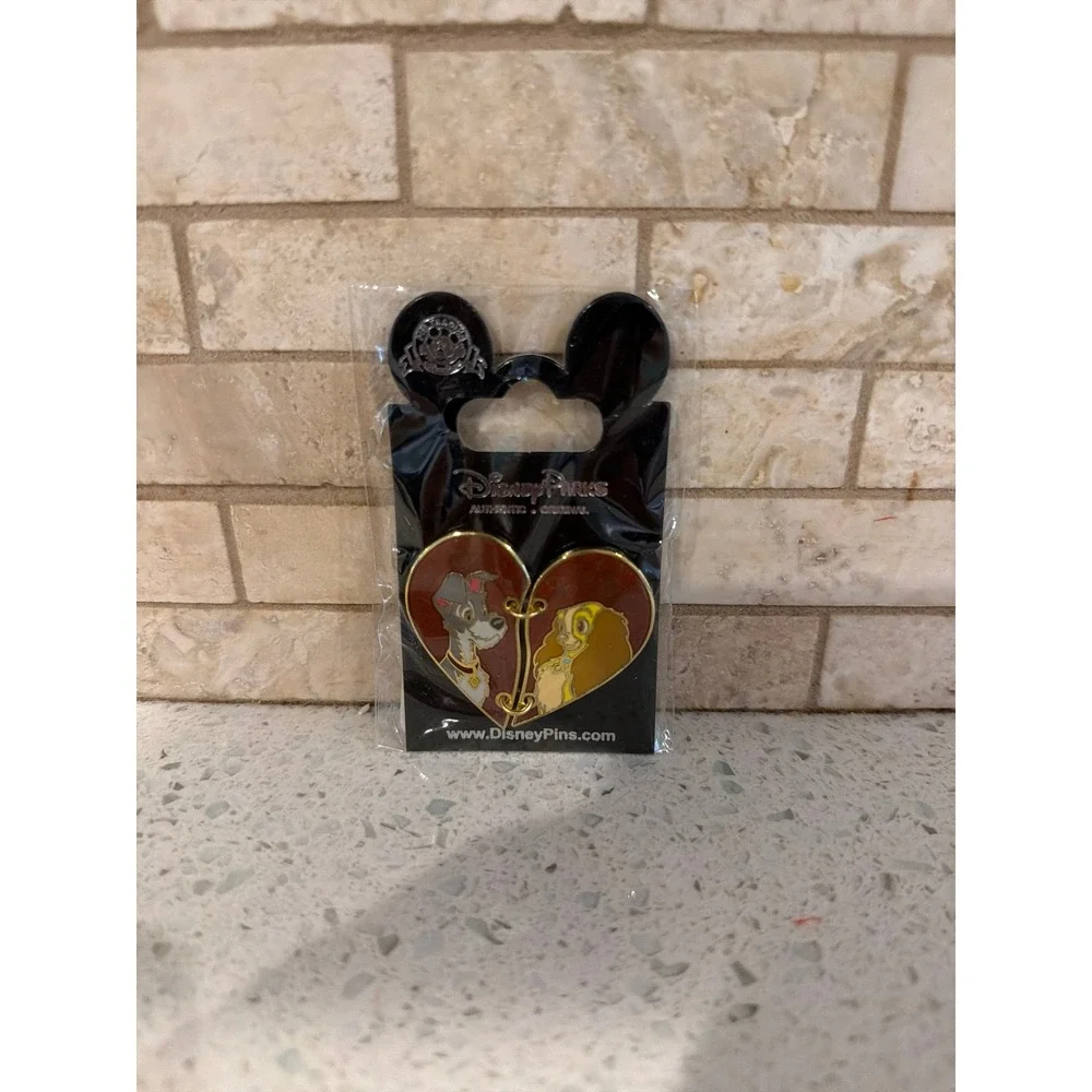 Disney Parks Lady and the Tramp Heart Pin Set Lady Tramp Couples Pin